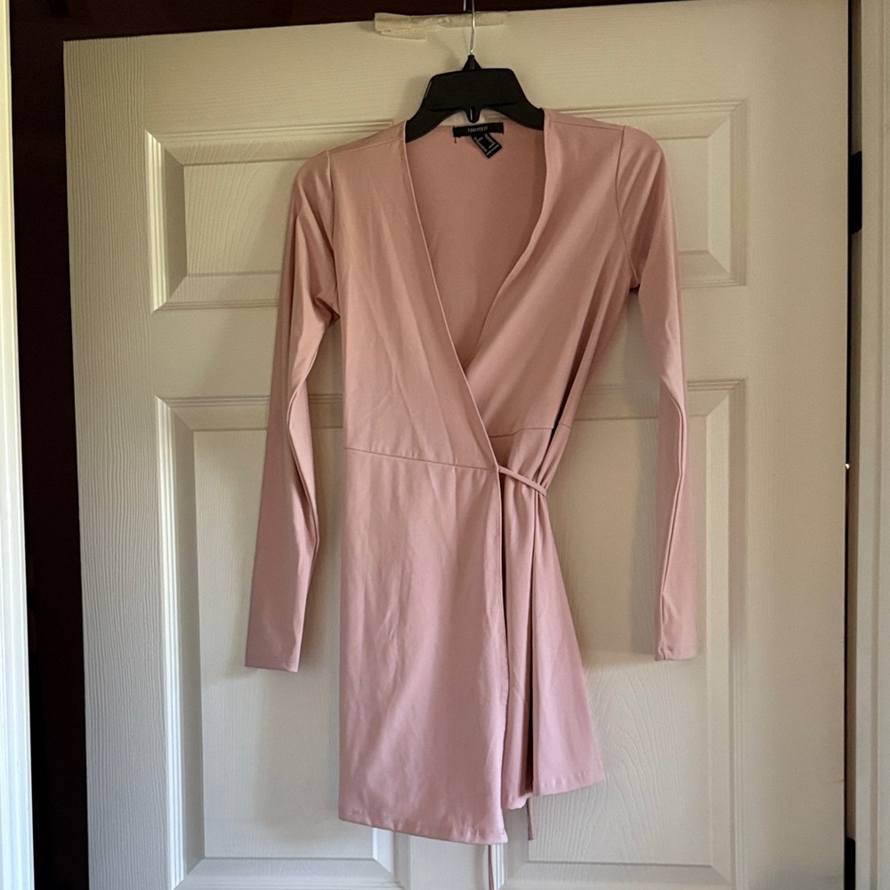 Forever 21 Blush Long Sleeve Wrap Dress